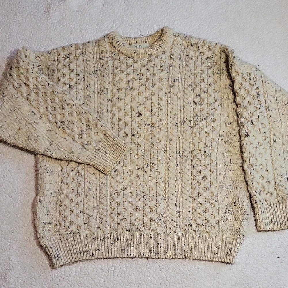 Vintage Mens XL Quill's Cableknit Woollen Fisherman Sweater
